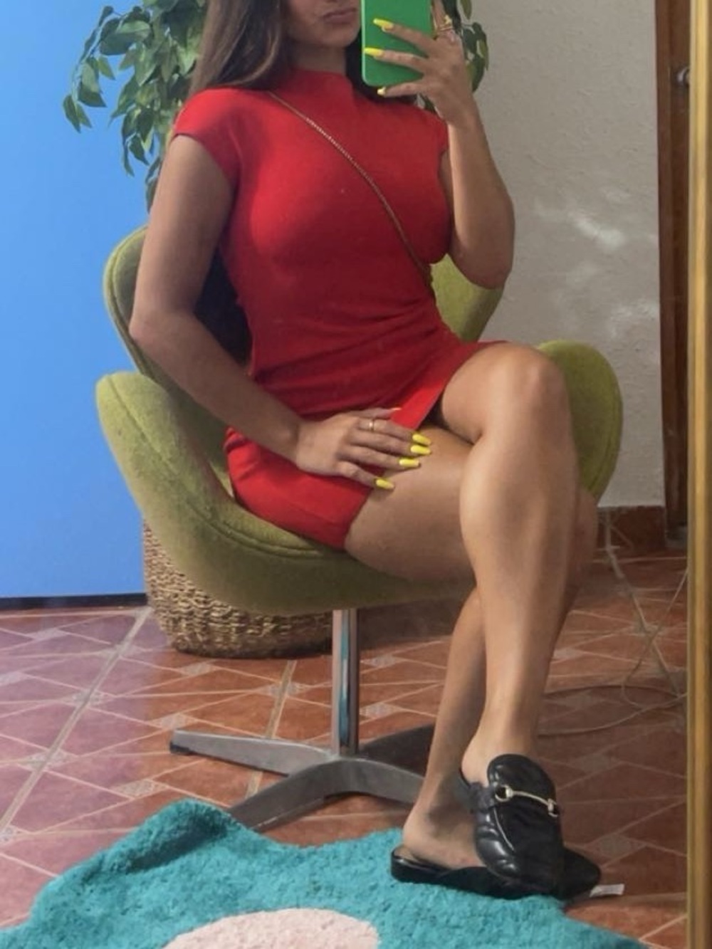 Zara Red Cap-Sleeve Knit Mini Dress